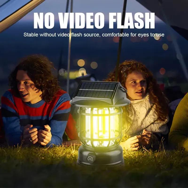 HB-7801IP65 Portable USB Solar LED Lantern Rechargeable ABS Camping Lamps for Outdoor Emergency Lighting Camp Use