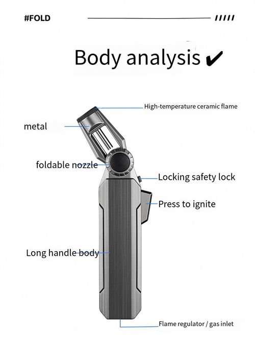 ZB-102 Foldable Windproof Butane Torch Lighter