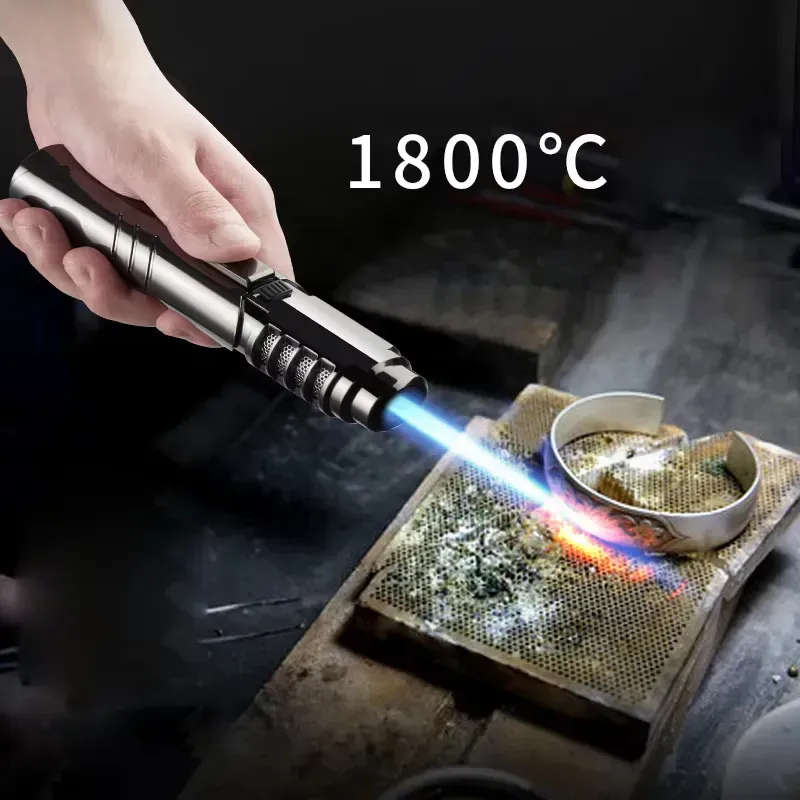 HB-006 High Quality Powerful Windproof Torch Lighter Welding Gun Refillable Butane Classic Large Flame Igniter for Camping (No gas)
