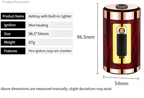 Skafil Portable outdoor travel ashtray with one-button ignition lighter, men's car ashtray and USB rechargeable electric lighter.