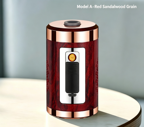 Skafil Portable outdoor travel ashtray with one-button ignition lighter, men's car ashtray and USB rechargeable electric lighter.