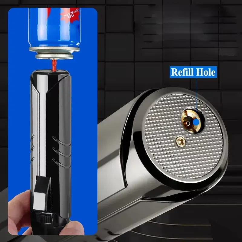 HB-006 High Quality Powerful Windproof Torch Lighter Welding Gun Refillable Butane Classic Large Flame Igniter for Camping (No gas)