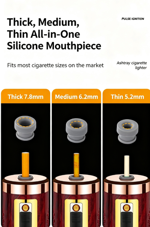 Skafil Portable outdoor travel ashtray with one-button ignition lighter, men's car ashtray and USB rechargeable electric lighter.