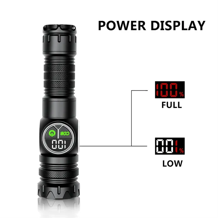 HB-209 Ultra-bright, high-lumen tail magnet, long-range Cob telescopic zoom USB rechargeable white LED flashlight, tactical flashlight