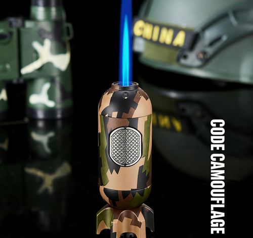 ZB-570 Rocket-Style Blue Flame Torch Lighter – Checkerboard Edition