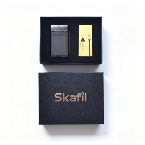 Skafil Heart‑Shaped Blue Flame Lighter, Windproof USB Rechargeable Lighter, Luxury Gift Box for Men, Birthday Anniversary Valentine s Day Gift