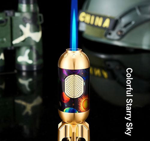 ZB-570 Rocket-Style Blue Flame Torch Lighter – Checkerboard Edition
