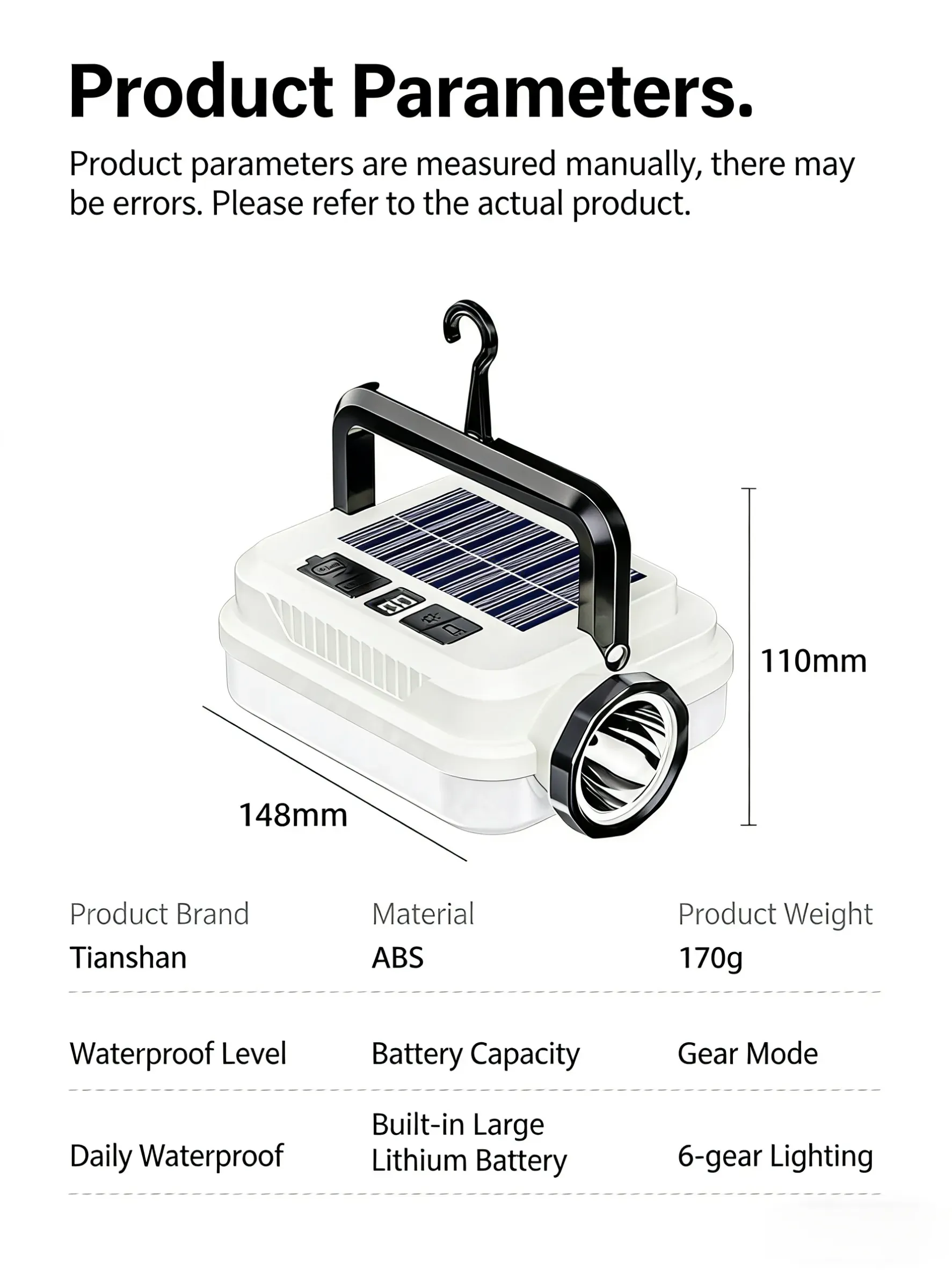HB-150 Portable solar-powered light for night markets, household use, emergency power outage light, portable rechargeable outdoor camping light