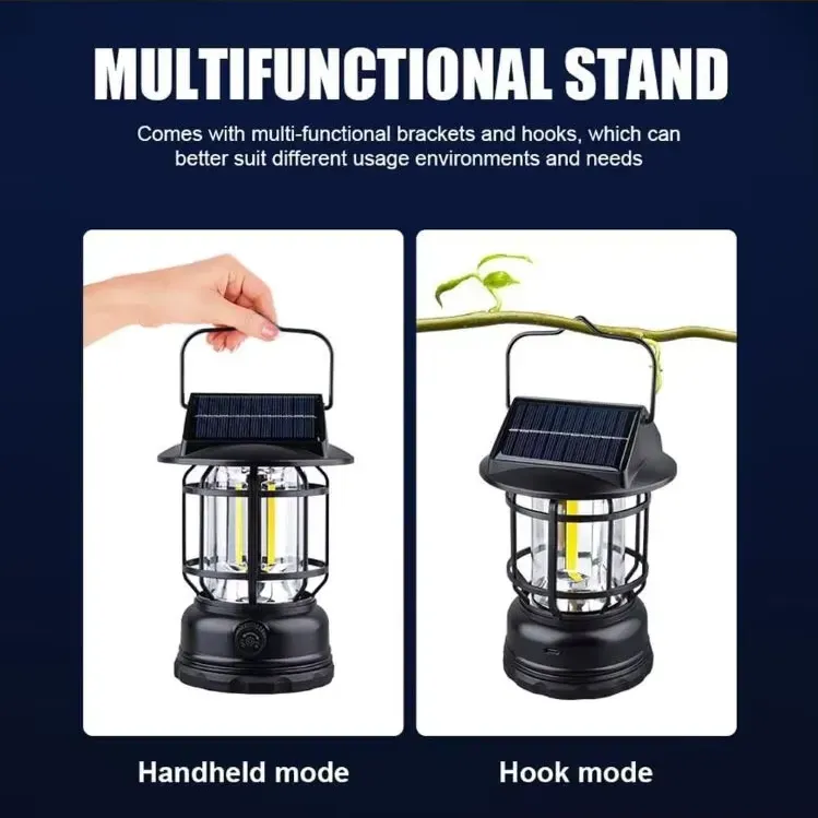 HB-7801IP65 Portable USB Solar LED Lantern Rechargeable ABS Camping Lamps for Outdoor Emergency Lighting Camp Use