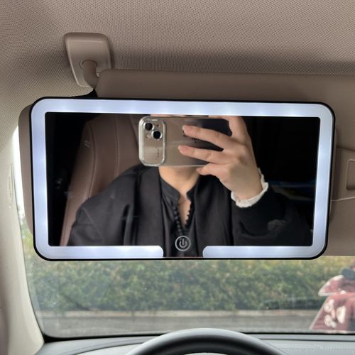 Vehicle Makeup Mirror - HD Sun Visor for Passenger Seat, Vehicle LED Three-Color Adjustable Vanity Mirror