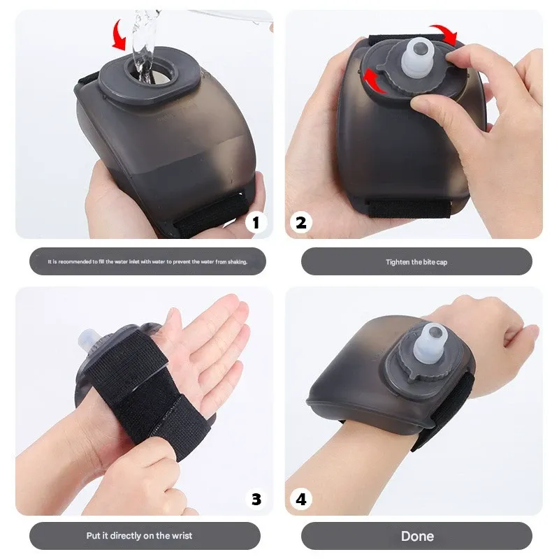 Silicone Sports Water Bottle with Wrist Strap - Food-Grade, Portable for Outdoor Cycling, Running, and Hiking