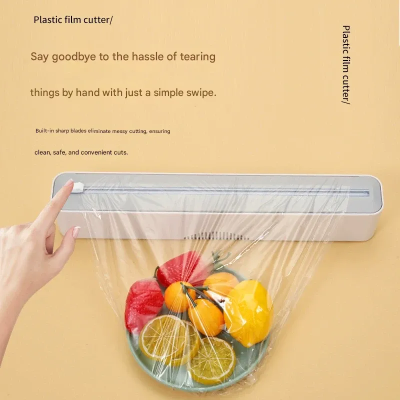 Magnetic Kitchen Plastic Wrap Cutter with Bidirectional Tightening Slide Blade