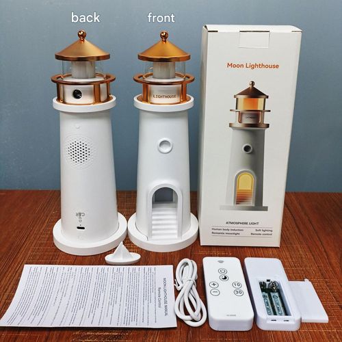 Moon Lighthouse Projection Lamp – Bluetooth Speaker +  Starry Night Light, Remote Control Mood Lamp for Bedroom Decor