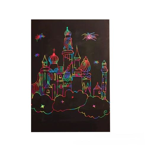 Children's Black Scratch Paper - A4 Colorful Doodle Scratch Art Paper