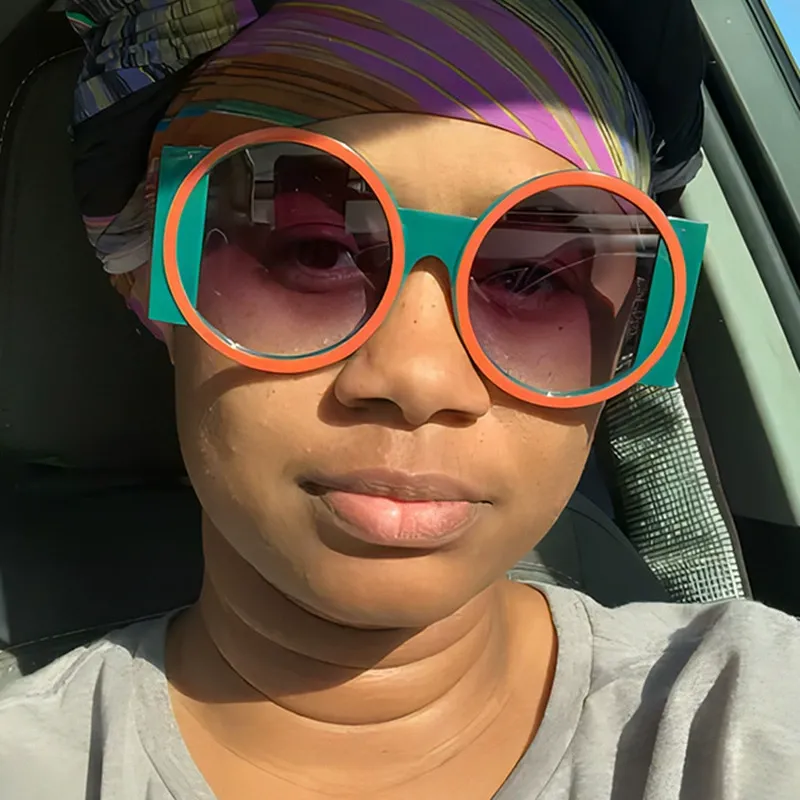 Vintage Round Frame Sunglasses (1 Pair), Large Frame Fashion Sunglasses for Everyday Use, Trendy Styling Sunglasses, Outdoor Sports Sunglasses for Men and Women