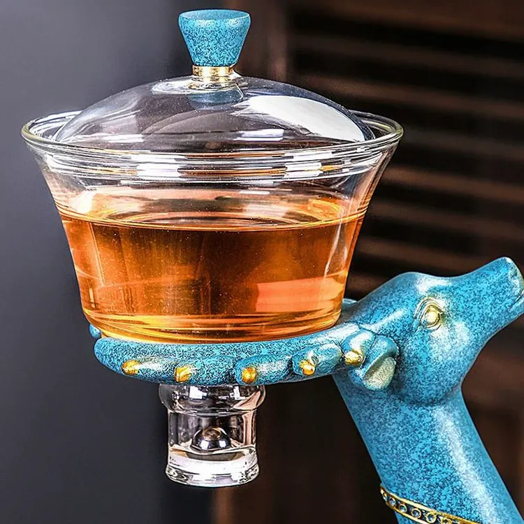 Simple Home Tea Infuser – Lazy-Friendly Design  Kung Fu Tea Set – Traditional Brewing Essentials  Glass Tea Brewer with Creative Design