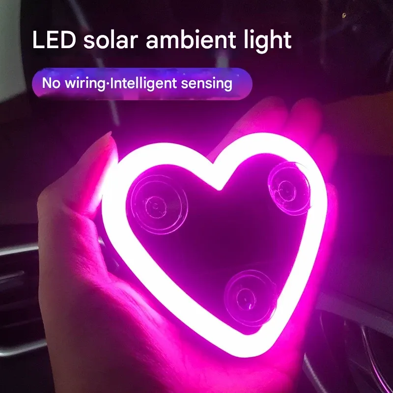 Car Solar Triangular Window Peach-Heart Atmosphere Light & Car Modification Neon USB Heart-Shaped Light