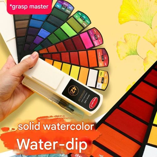Fan-Shaped Solid Watercolor Paint Set - 42 Colors Gouache for Beginners & Artists
