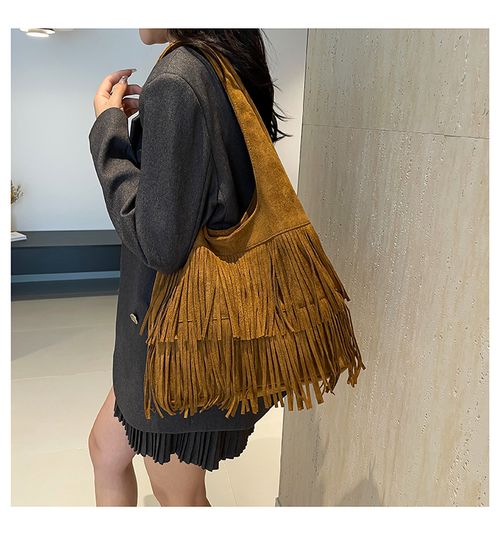 Vintage Matte Tassel Tote - Slouchy Premium Underarm Bag