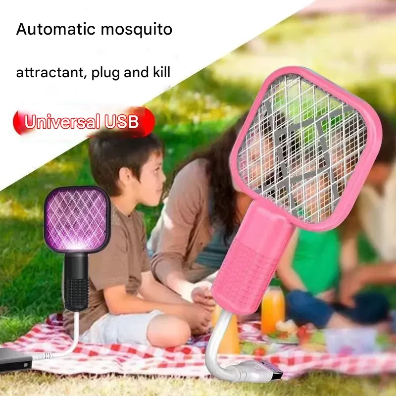 USB Mini Electric Fly Swatter, Small Electric Fly Swatter with Automatic Mosquito Repellent 2-in-1, Portable Mini Mosquito and Fly Trap for Home Use