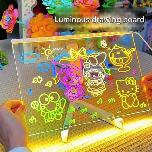 Children's Glow Drawing Board - DIY Reusable Transparent Acrylic Educational Brain Game for Kids' Painting Toys