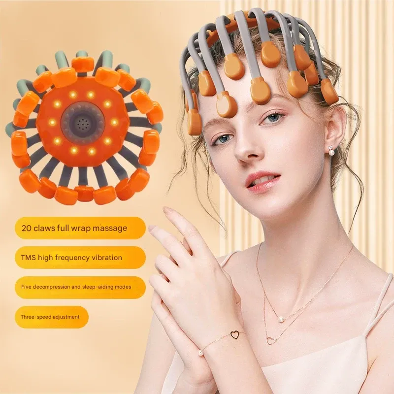 Head Massager – Electric 20-Claw Octopus Scalp Massager, Sleep Acupressure Relaxation Device, Stress Relief Head Massage Tool