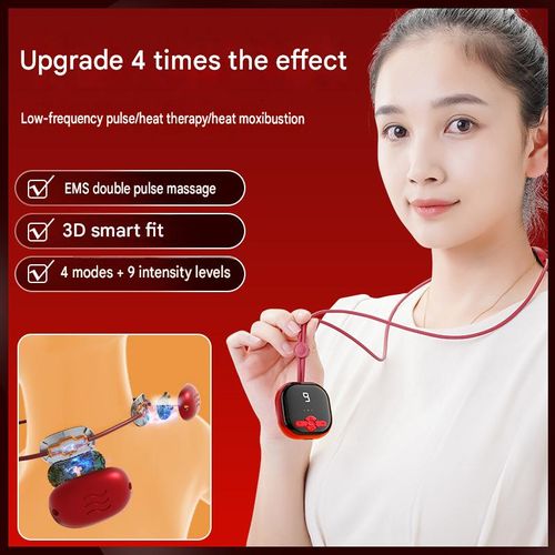 Household Smart Portable Pendant Massager with Pulse and Heat Compress, Hang-on-Neck Cervical Massager