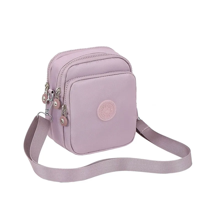 New Nylon Shoulder Bag  Solid Color Crossbody Bag  Multi-Zipper Convenient Outdoor Mom's Small Bag