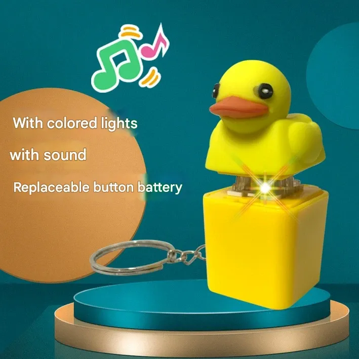 New Mini Duck & Frog Press Keychain - Stress Reliever Toy with Electronic Sound (Video Game Style)