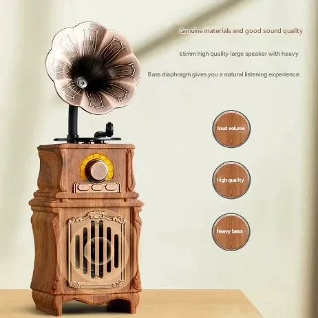 AS31 Wireless Bluetooth Speaker – Vintage Gramophone Style with Radio  Retro Bluetooth Speaker