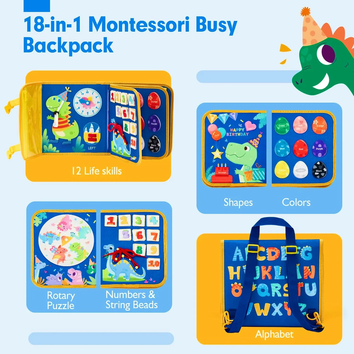 Baby Early Learning Backpack — Felt Busy Board, Educational Toy, Children's Felt Learning Board