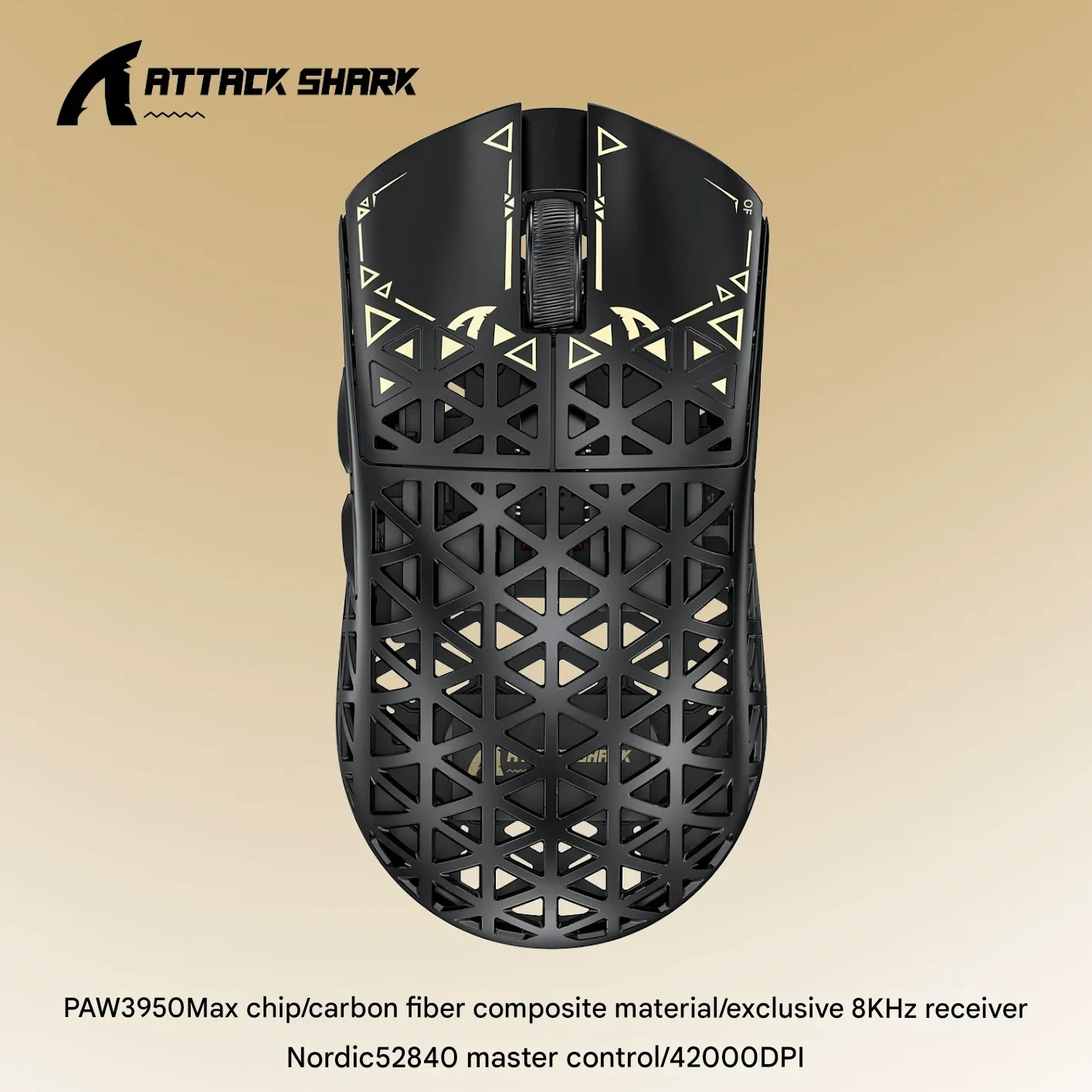 Attack Shark R5 Ultra Carbon Fiber Wireless Mouse - Ultra-Lightweight PAW3950 Gaming Mouse with Triple-Mode Connectivity (Bluetooth  2.4G  Wired) & 8K Polling Rate