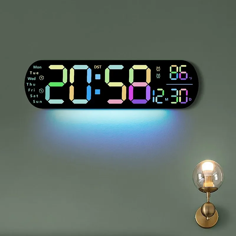 Creative Multifunctional Wall Clock - Large Screen LED Digital Alarm Clock with Timer