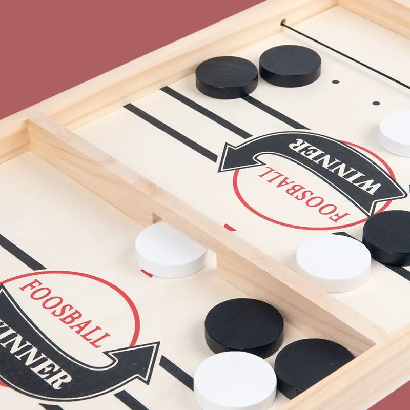 Wooden Flick Hockey Game - Parent-Child Interactive Collision Chess with Continuous Flicking Action