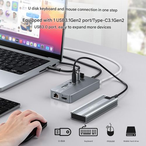 USB 3.1 Hub with Audio Jack  100W PD Fast Charging  Gigabit Ethernet   SD TF Card Reader   HDMI 4K60Hz