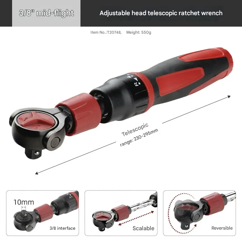 Multifunctional Telescoping Flex Head Ratchet Wrench & Drive Quick-Release Socket Set