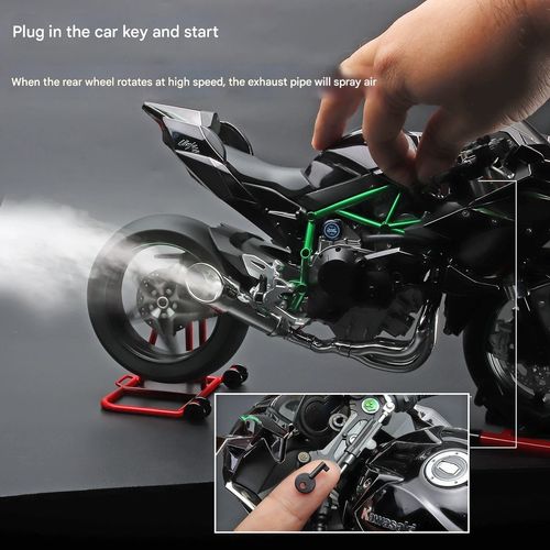 1:6 Scale Kawasaki H2R Motorcycle Model – Alloy Simulation Replica with Ignition Key Start, Smoke Spray Effect & Exquisite Display Piece