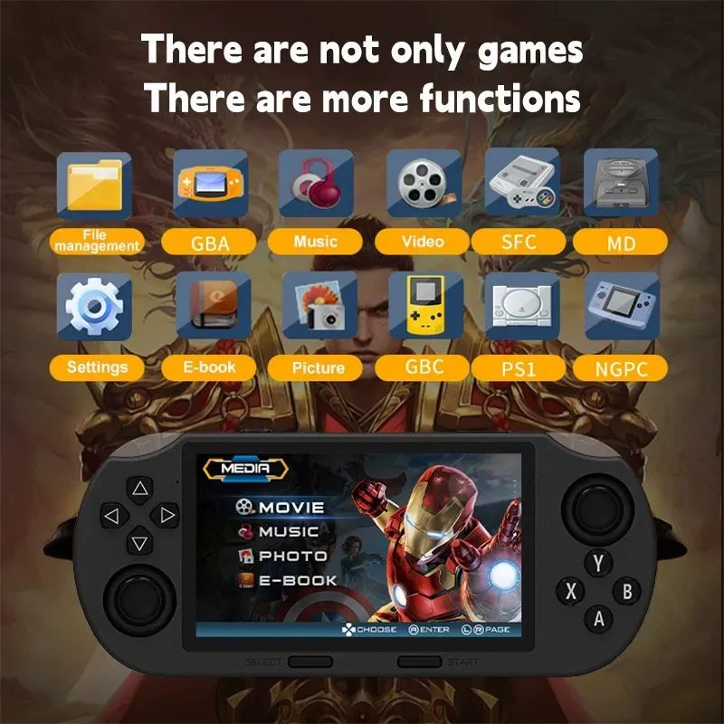 Retro Game Console with 64GB Storage & 3000+ Games - 4.5-inch HD Large Screen Handheld, GBA with Dual Joysticks