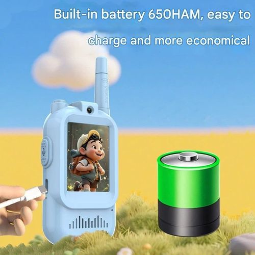 （A pair）Long-Distance Kids Walkie Talkie with Video Intercom - USB Rechargeable Simulated Wireless Set