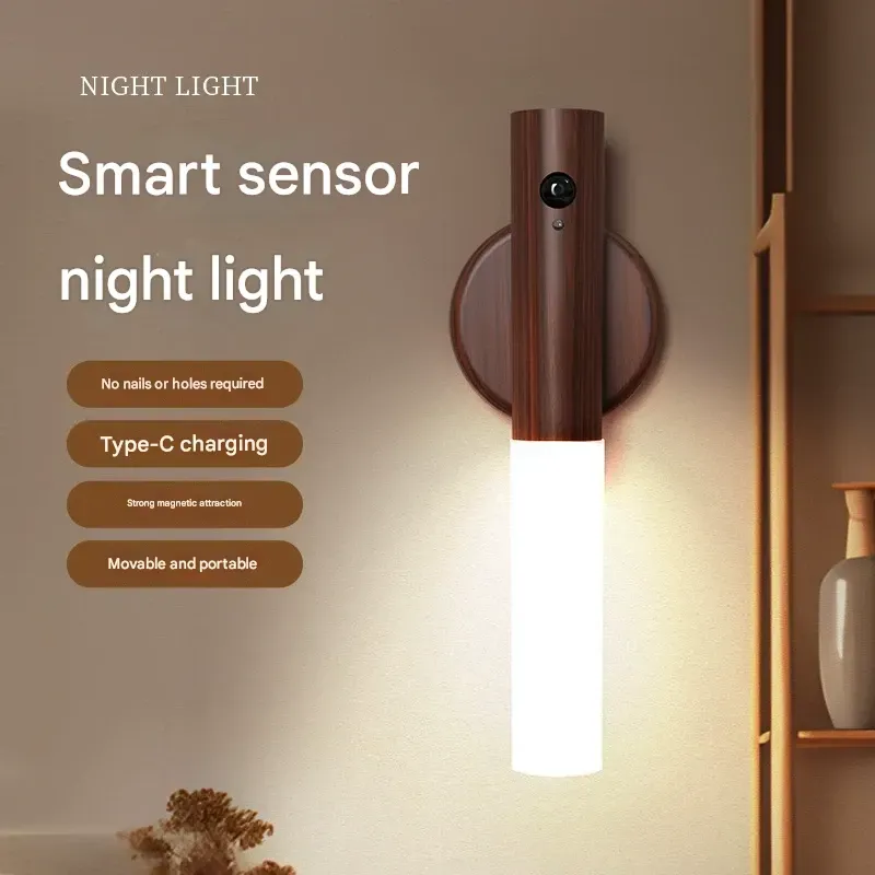 Smart Human Motion Sensor LED Night Light - Creative Desk Lamp, Hallway Light, Rechargeable Wall Light, and Outdoor Emergency Light