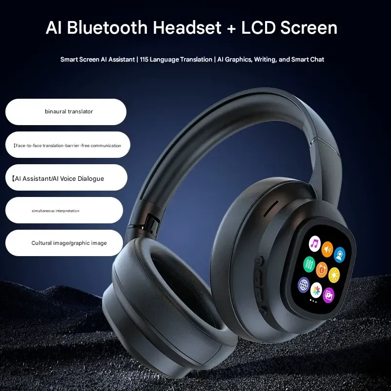 New X1Pro Wireless Bluetooth Headphones with LCD Display - Noise Cancelling, Foldable Over-Ear Design