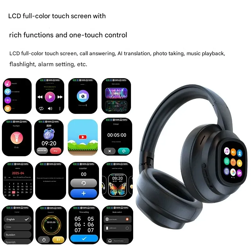 New X1Pro Wireless Bluetooth Headphones with LCD Display - Noise Cancelling, Foldable Over-Ear Design