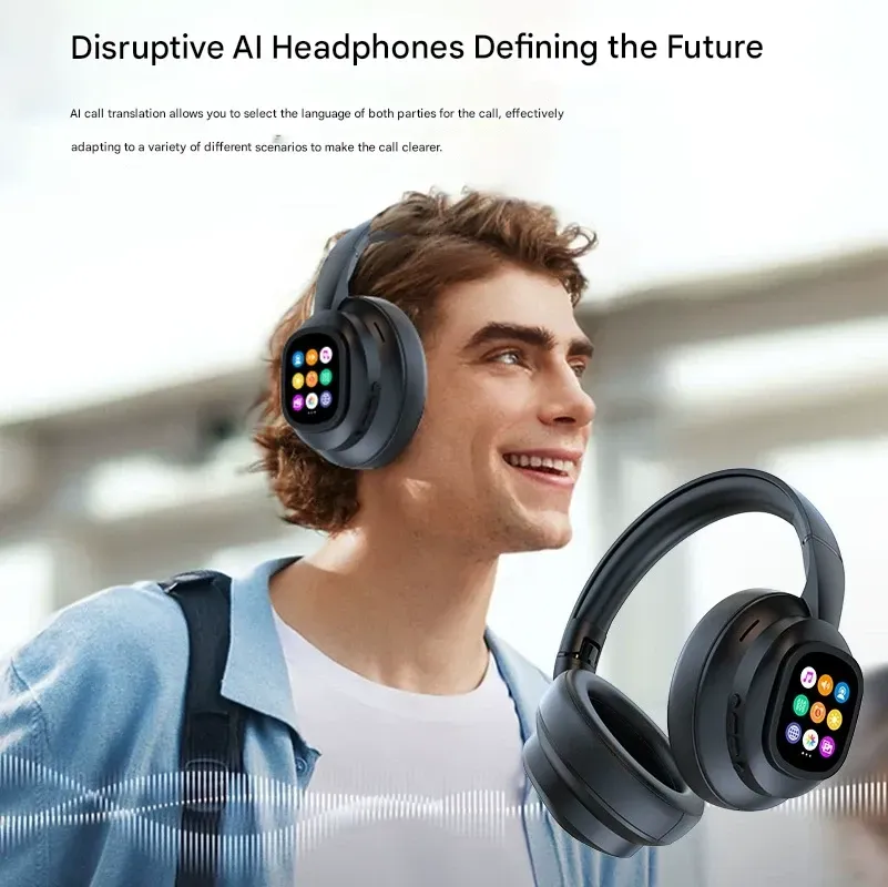 New X1Pro Wireless Bluetooth Headphones with LCD Display - Noise Cancelling, Foldable Over-Ear Design