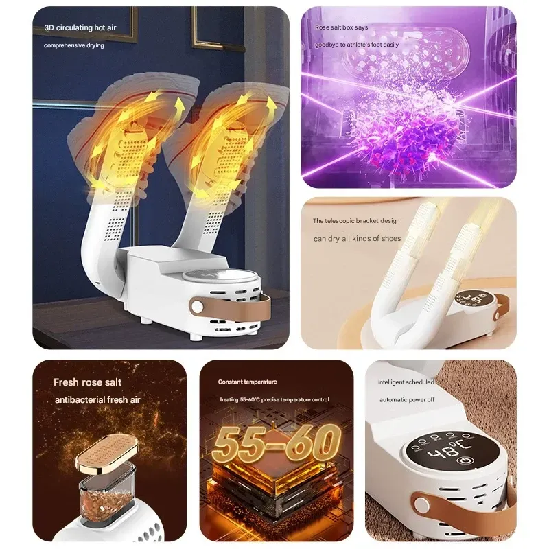 Household Foldable Shoe Dryer with Timer - Intelligent Touchscreen Automatic Hot Air Deodorizing & Drying Machine