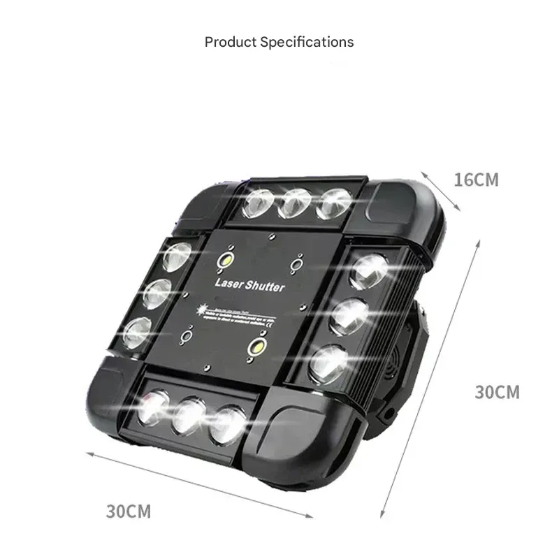 12 Storm Laser Lights, LED Strobe Laser Moving Head Lights, KTV Bar Stage Lighting Rotating Beam Lights