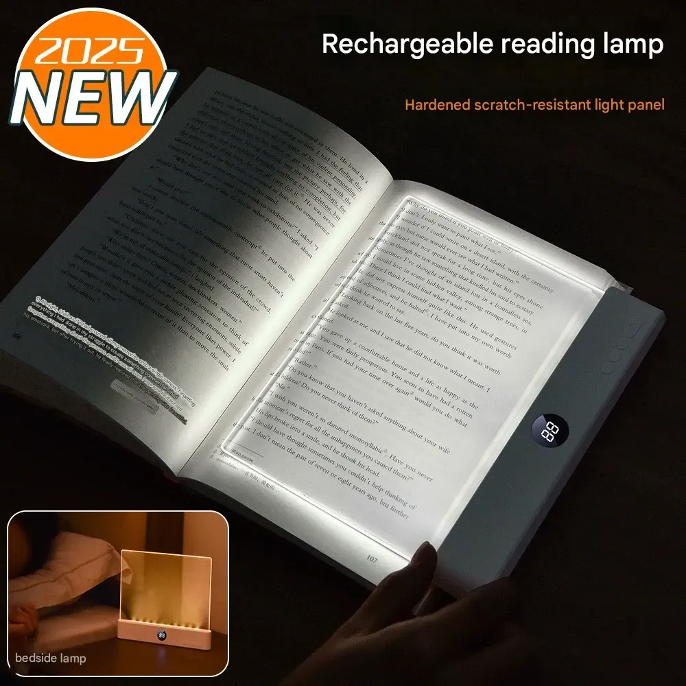 New LED Flat Panel Reading Light - Rechargeable USB Book Light & Portable Night Light for Dorm & Bedroom