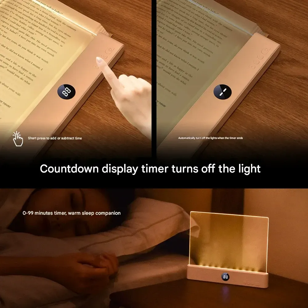 New LED Flat Panel Reading Light - Rechargeable USB Book Light & Portable Night Light for Dorm & Bedroom