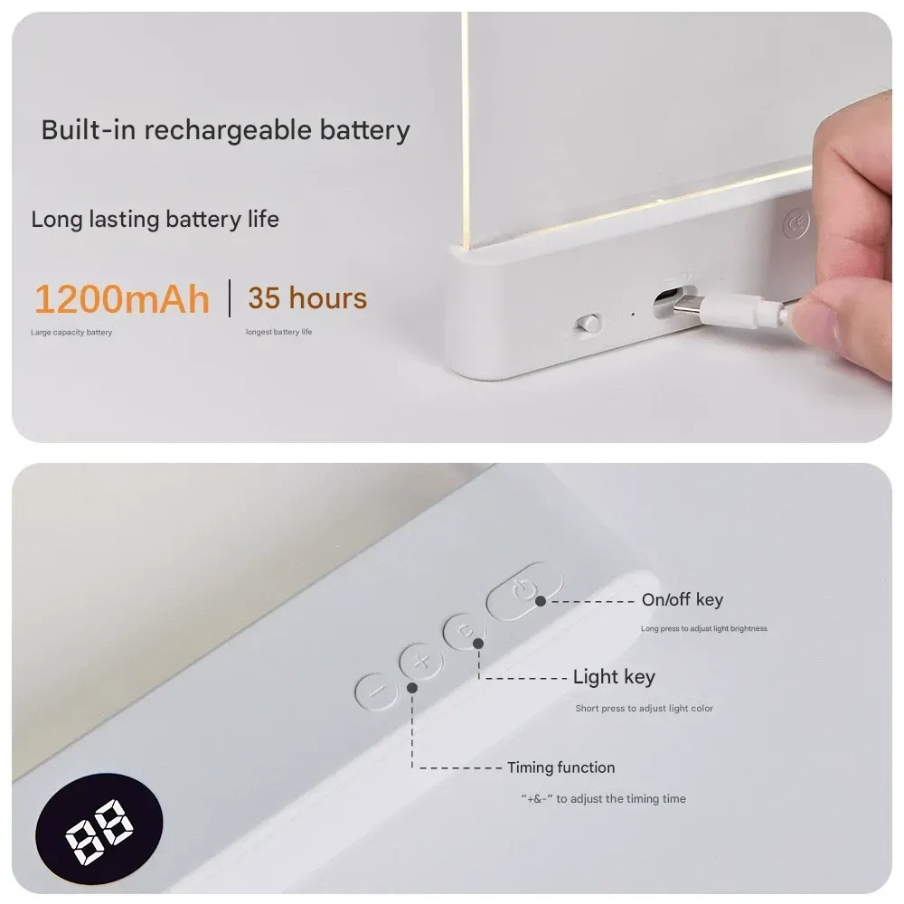 New LED Flat Panel Reading Light - Rechargeable USB Book Light & Portable Night Light for Dorm & Bedroom