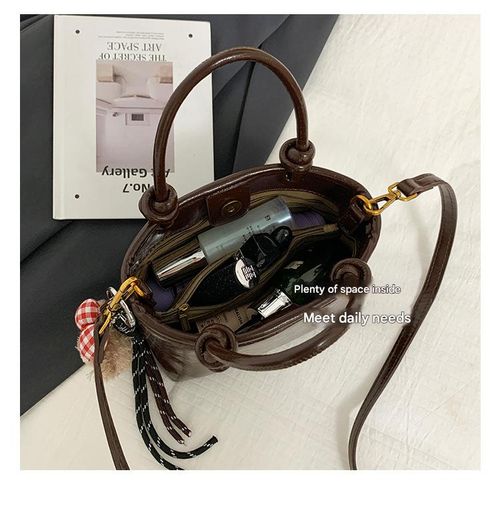 New Vintage Waxed Leather Handbag - 2025 Fall&Winter Stylish Square Tote    Handheld Shoulder Crossbody