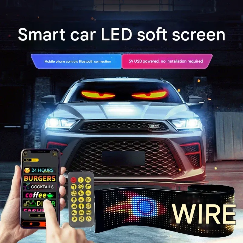 Truck & Car Devil Eye LED Lights - Bluetooth Dynamic LED Flexible Screen with Soft Display